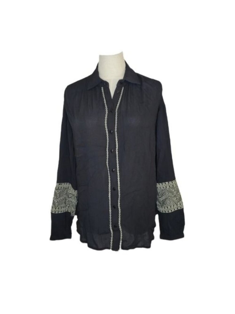 NWT Amuse Society Beach Vida Bling Jetset Woven Button Down Blouse Small